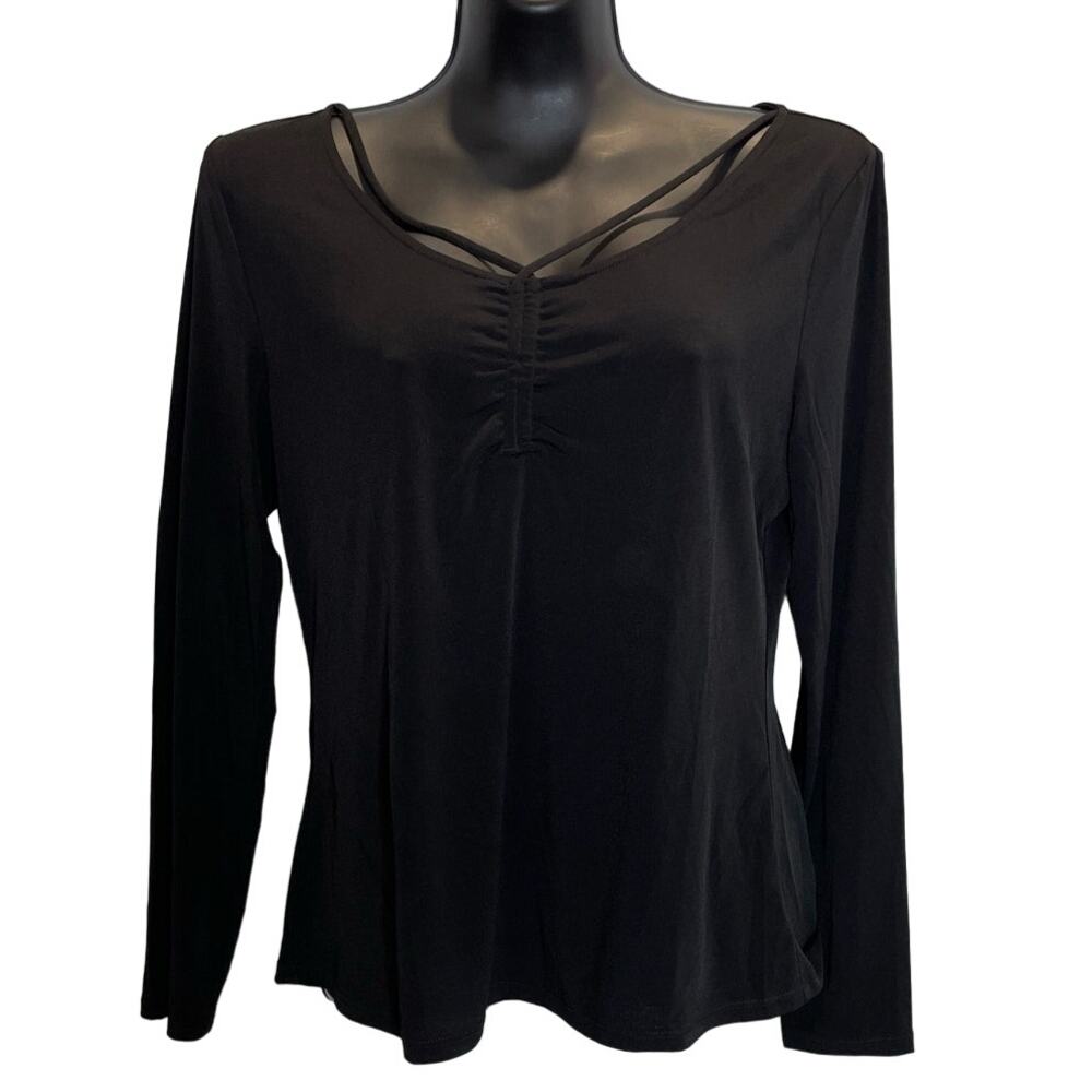 The General Good Black Long Sleeve Shirt with Cinched Bust - Size Large